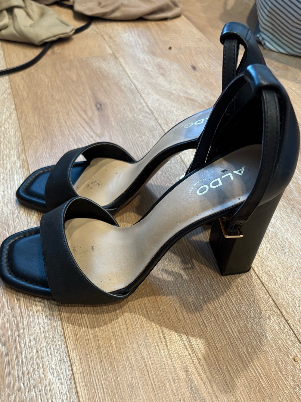 Aldo Black Open-Toe Block Heel Sandals